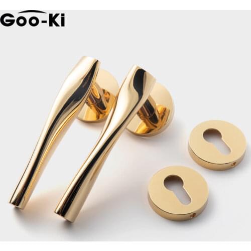 Goo-Ki Modern Luxury Gold Bedroom Door Handle Lock Security Entry Split Silent Lock Door Furniture Indoor Door Handle Lockset