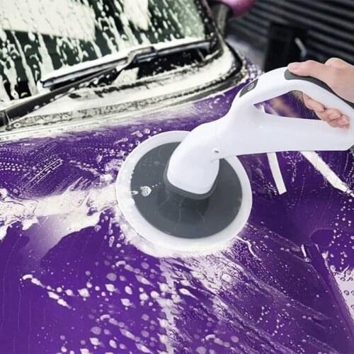 HLZS-Electric Spin Scrubber-Cordless Floor Scrubber with 4 Replaceable Power Scrubbing Cleaning Brush Heads for Home-EU Plug