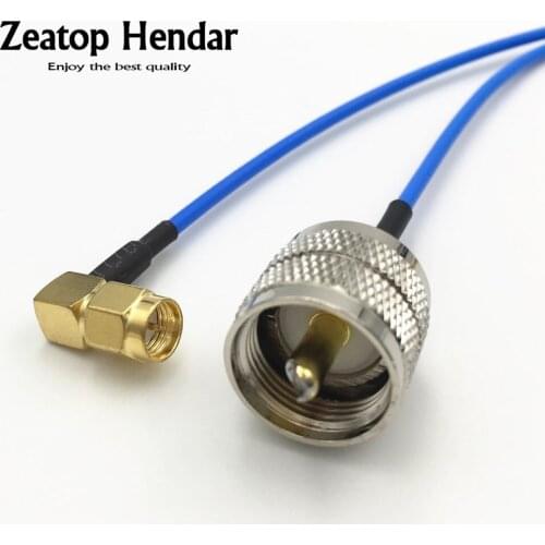 1Pcs RG316 Blue Cable Right Angle SMA Male Jack to UHF PL259 Male Plug RF Coaxial Pigtail Connector 10CM 15CM 20CM 30CM 50CM 1M