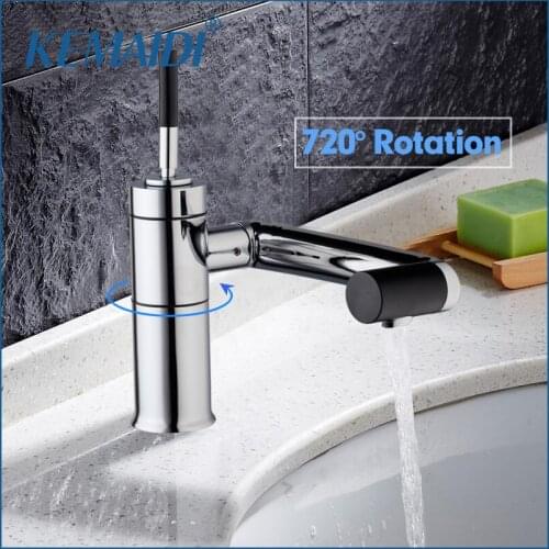 KEMAIDI New Basin Deck Mounted for Kitchen Bathroom Faucet Swivel 360 Brass Hot&Cold Water Torneiras Cozinha Tap Mixer Faucet