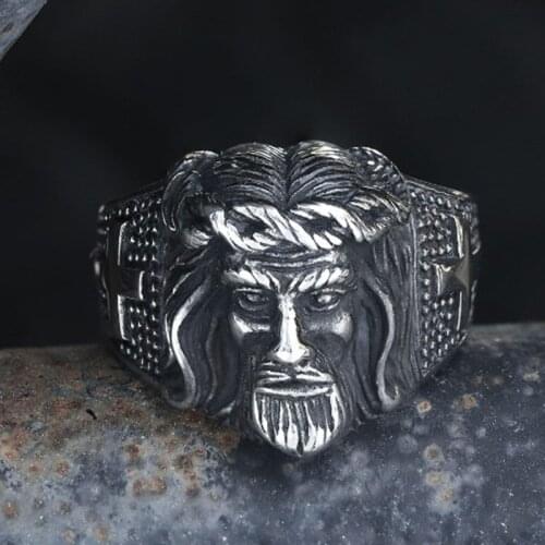 Vintage Stainless steel Jesus Cross Ring For Men Women Popular Fashion Religious Belief Jewelry