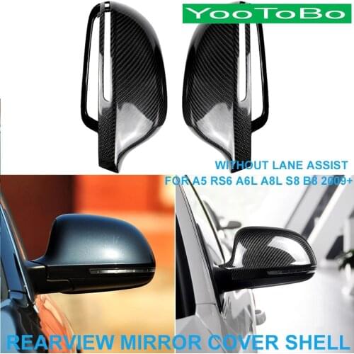 LHD RHD Real Dry Carbon Fiber Rearview Rear Side Mirror Cover Cap Shell Trim NO Lane Assist For Audi A5 RS6 A6L A8L S8 B8 2009