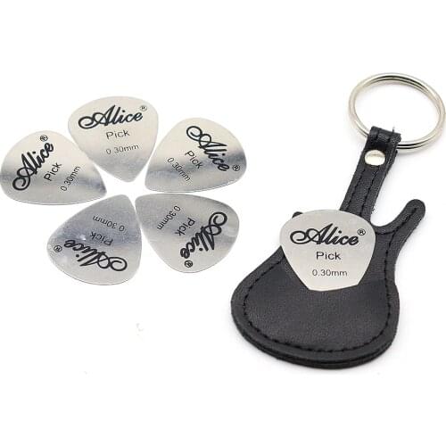 6pcs Guitar Metal Picks Alice guitar picks with guitar picks bag for Acoustic Electric Accessories 0.3mm
