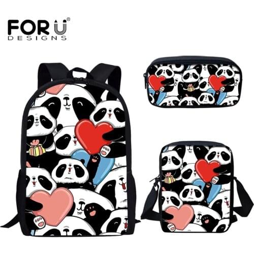 FORUDESIGNS Cute Cartoon Panda Design Schoolbags Book Bags for Kids Children Large Capacity School Backpack Campus Bag Daypack