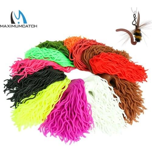 Maximumcatch 60 Strands Soft Worm Body Fishing Lures Squirmy Wormy Fly Tying Materials Silicone Wiggly Rubber String Flies Baits