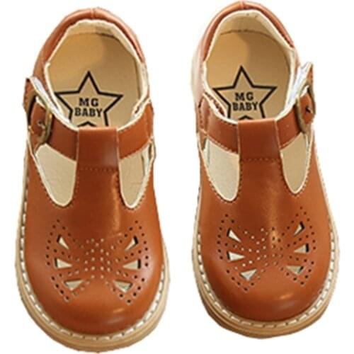 New Kids Toddler Baby Little Girls England Slip-On Princess Dress Single Shoes For Girls Korean T-shaped Martin Leather Shoes