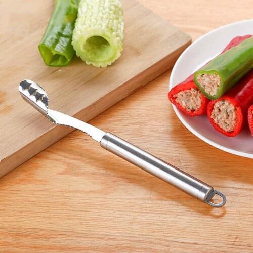 1PC Jalapeno Corer Stainless Steel Barbecue Chili Pepper Corer Pepper Cutter Fruit Vegetable Kitchen Gadgets Cooking Tools