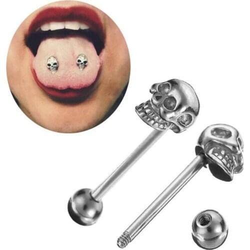 Charm Tongue Piercing Septum Industrial Barbell Flesh Tunnels Ear Plugs Ear Expanders Skull Tongue Rings Punk Body Jewelry