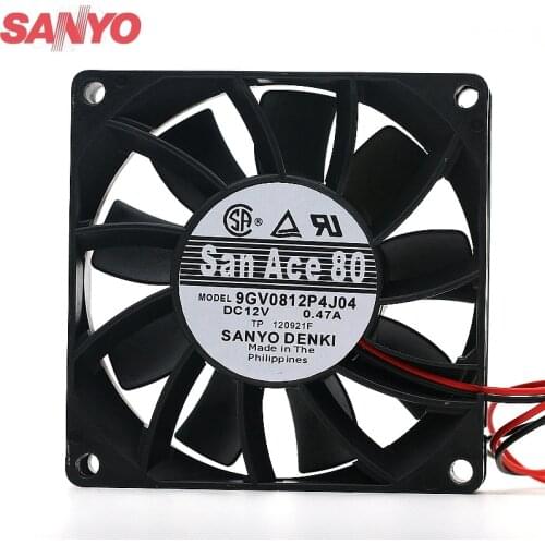 Original For Sanyo 9GV0812P4J04 8025 12V 0.47A radiator cooling fan air volume for 80*80*25mm