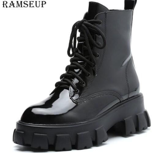 RASMEUP 2020 Fashion Style Womens Boots Plus Velvet Women Platform Boots Casual Thick sole Ladies Shoes Women Boot