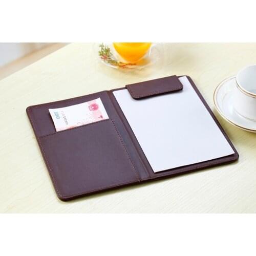 Promotion A5 A6 leather file folder hotel restaurant PU leather menu folders magnetic cash clip accounts recording office 1195
