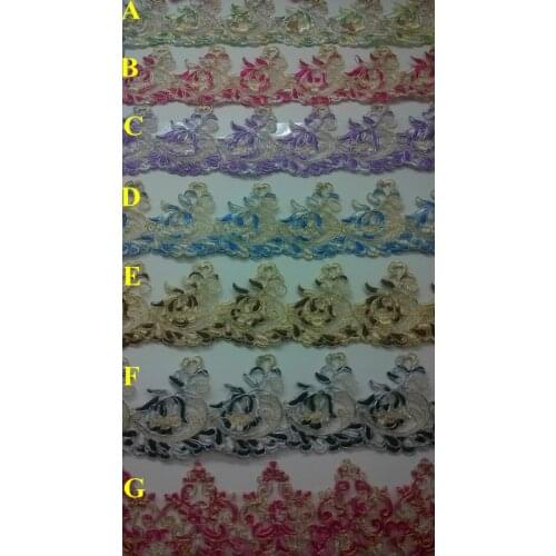 Luxurious 9cm organdy base dyed yarn polyester embroidery lace,stage costume accessories,XERY140424C