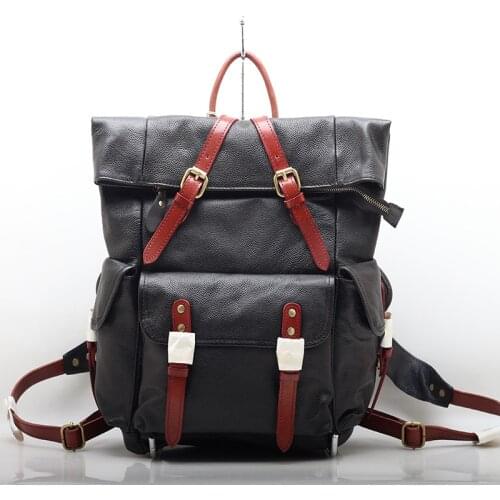 Fashion Men Backpack Genuine Leather Large Capacity Travel Bags Mochila High Quality Cowhide Leather Daily Schoolbag For Boy