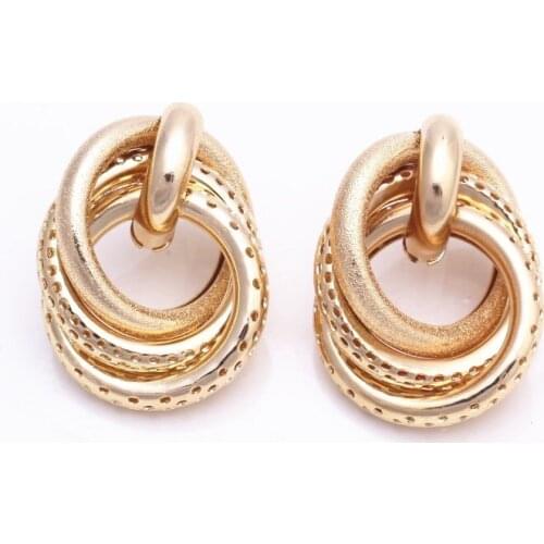 Rock Punk Twist Knot Three Layers Circles Drop Earrings For Women Charm Statement Earing Wedding Party Jewelry Girl Gift Aretes