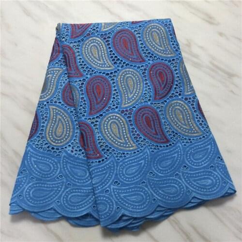 Swiss lace fabric 2021 heavy beaded embroidery African lace fabrics Dry lace Swiss voile lace in Switzerland PL4674 sky blue