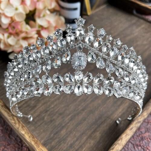 Bride Wedding Crown Tiara Zircon Headband Simple Wedding Crystal Birthday Photo Accessories HQ0184