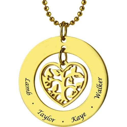 Uonney Dropshipping Personalized Circle Family Tree Pendant Necklace Silver Gold Valentine Birthday For Women Jewelry