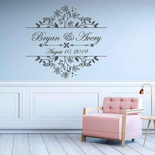 Wedding Party Monogram Decal Vinyl Decor Wall Sticker Personalized Wedding Aisle Runner Table Runners Or Signs Floor Decals WD45