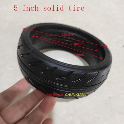 High-quality 5-inch tubeless solid tire, 120 mm in diameter, for electric scooter 5"solid tyre