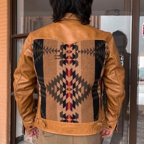 XW467 RockCanRoll Read Description! Super Quality Coat Genuine Cow Leather & Wool Cowhide Stylish Durable Navajo Jacket