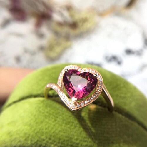 H630 Fine Jewelry Real 18K Rose Gold AU750 100% Natural Red Tourmaline Gemstone 1.76ct Female Rings for Women Fine Ring