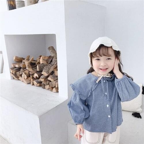 Baby Girl Plaid Blouse Shirt 2020 Spring Summer New Kids Girls Cute Tee Shirt Toddler Cute Plaid Blouse for Girls Tees 2-7 Years