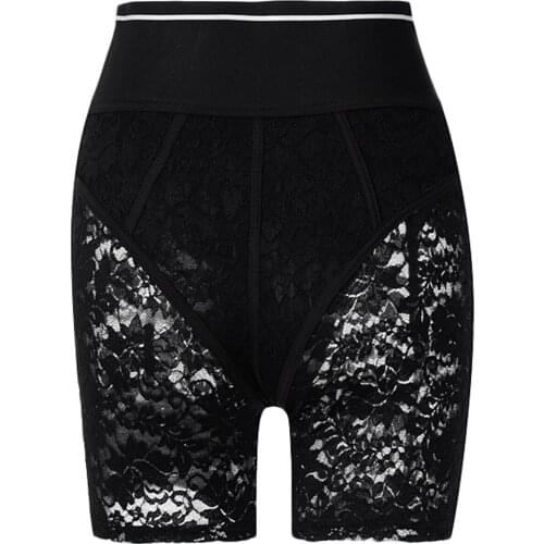 Women’s Lace Shorts, Summer High Waist Letter Print Zip Up Skinny Short Leggings