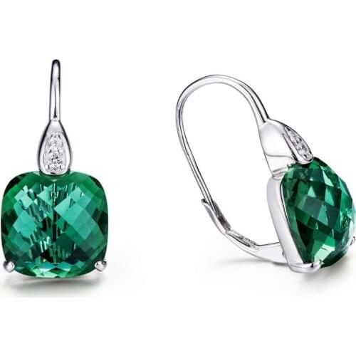 L&P Silver 925 Earrings for Women Fashion Green Crystal Smoky Quartz Earrings Silver Jewelry Female Natural Stone Jewelry