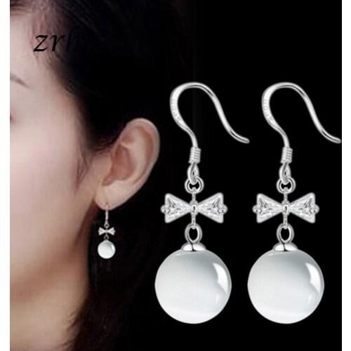 ZRHUA New 925 Sterling Silver Earrings For Women Style Accessories Dangle Earrings Mujer Jewelry Retro Aros Long Love Brinco