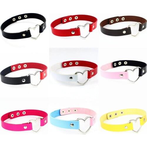 Fashion PU Leather Heart Round Neck Choker Necklace Women Chocker Necklaces Punk Statement Jewelry Collier Jewelry for Women