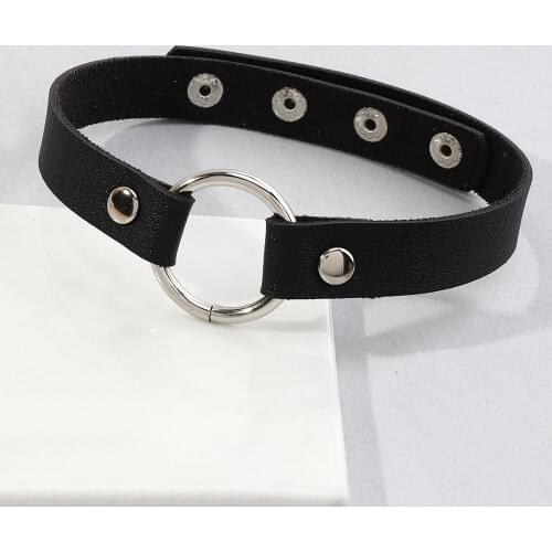 Fashion PU Leather Round Choker Necklace Women Chocker Necklaces Punk Gothic Statement Jewelry Collier Wedding Bride Jewelry