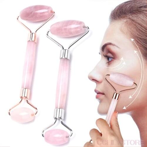 1PC Gua Sha Massager For Face Lift Up Natural Jade Stone Roller Rose Quartz Crystal Pink Stone Slimming Thin Chin Skin Care Tool