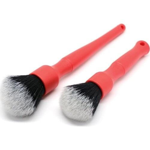 2PCS Car Super Soft Detail Brush, Comfortable Grip and Scratch-Free Cleaning, Beauty Eye Shadow Brush,Wheel Brush, Red