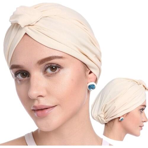2019 Fashion Muslim Women Headscarf Hat Solid Modal Inner Hijabs Thin Summer Elastic Head Wrap Indian Hats Turban Caps For Lady