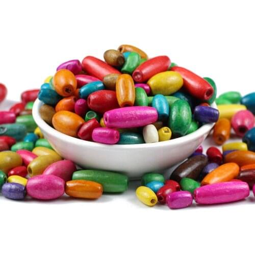 JHNBY 23*8/10*6/8*5/6*4mm 300pcs Oval DIY Cheap Beads Handmade Colored Natural Wood Beads For Bracelet Necklace Jewelry Making