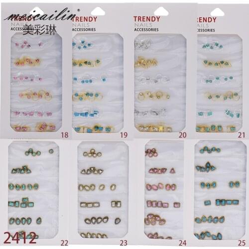 Multi-size 30 pcs Alloy Japanese Nail Rhinestones For Nails Art Decorations Crystals Charms Partition Mixed Size Rhinestone Set