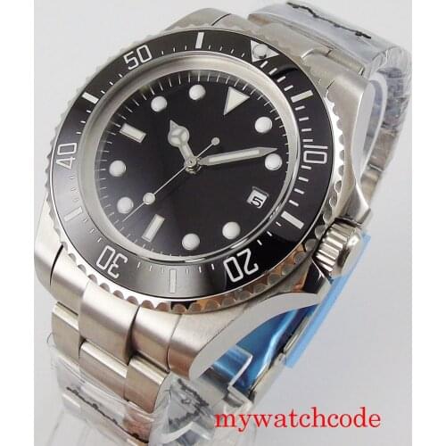 44mm Black Dial Mechanical Automatic Men Wristwatch NH35 Miyota 8215 Movement Calendar Stainless Steel Band Mens Watch