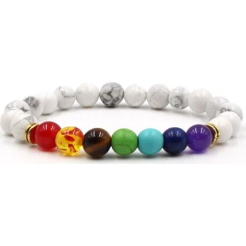8mm hfg3 mulitcolor rainbow elastic Lava Natural Stone Beads agate Onyx Bracelet Buddha white Howlite lapis lazuli Jewelry
