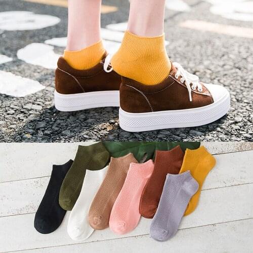 8Pair/Lot Women Candy Color Low Cut Boat Socks Lady Cotton Solid Color Short Ankle Socks High Quality Casual Breathable