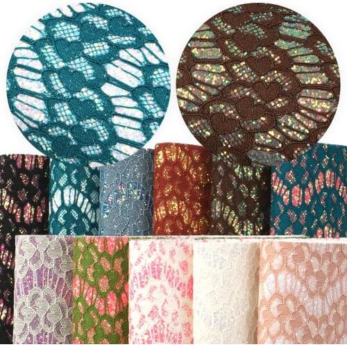 David accessories 30*140cm Double Layer Lace Chunky Glitter Synthetic Leather DIY Bow Bag Material Home Decoration,1Yc7817