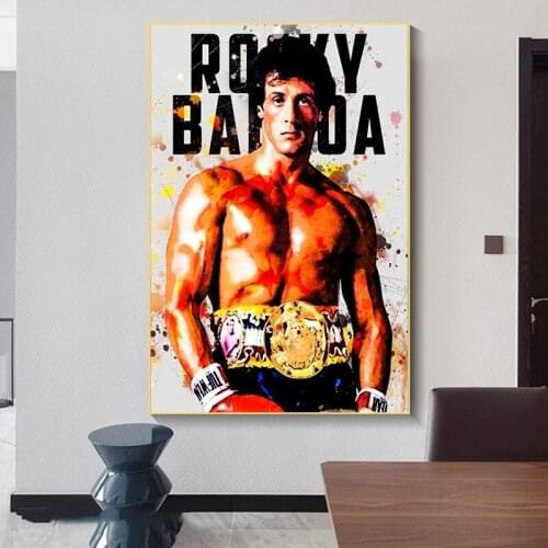 Watercolor Abstract Rocky Balboa Boxing Bodybuilding Canvas Painting Posters Prints Wall Art Motivational Picture for Home Decor