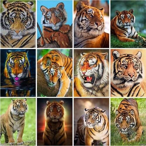DIY Tiger 5D Diamond Painting Full Square Drill Animal Sticker Diamond Embroidery Mosaic Cross Stitch Kits Home Decor Art Gift