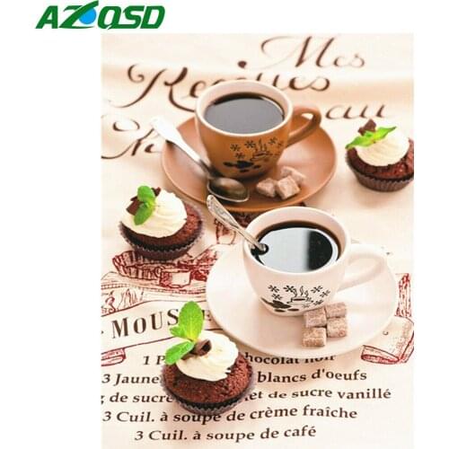 AZQSD Diamond Embroidery Coffee Cookie Mosaic 5D Diamond Painting Kitchen Decor Picture Of Rhinestones Cross Stitch Kits