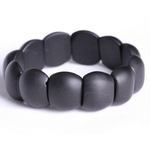 Natural Black Bian Stone Bracelet Healthy care Hand row brief elliptic stone needle bracelet Free shipping with tracking number