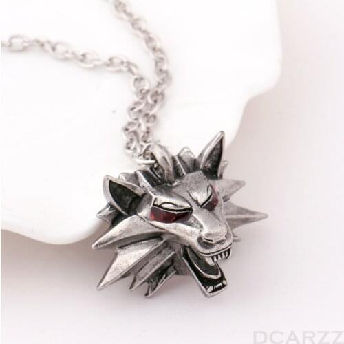 Wizard 3 Wild Hunt Game Pendant Necklace Punk Jewelry Geralt Cosplay Metal Chain Men Medallion Necklaces Women Gifts
