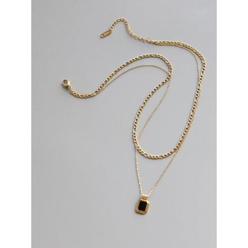 Double Layered Necklace Stainless Steel Necklaces For Women Trendy Plated Gold Luxury Geometric Pendants Necklaces Jewelry Gift