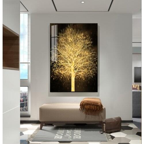 Golden Pachira Macrocarpa Money Tree Art Canvas Painting Wall Picture For Living Room Photo Print Home Decor