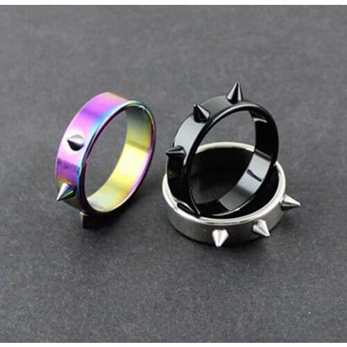Trendy Punk Style Self-defense Stainless Steel Ring Mens And Womens Thorn Jewelry