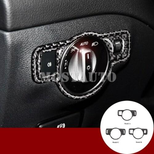Carbon Fiber Headlight Switch Cover For Benz A B C E G Class CLA GLA GLE GLK GL 1pcs Car Accessories Interior Car Decor Car Trim