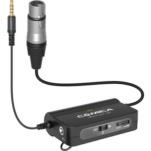 LinkFlex AD1 XLR-3.5mm Preamp Audio Adapter with Stepless Gain Control and Real-time Audio Monitoring for Smartphone and Camera